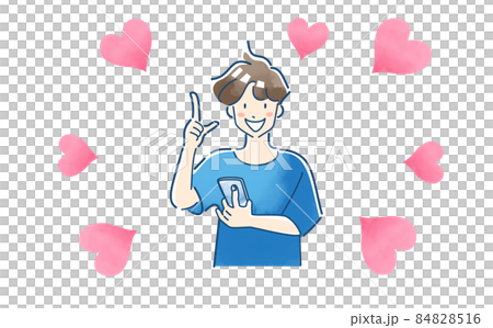 スマホアプリで出会いを探す人物 スマホアプリで出会いを探す人物 84828516