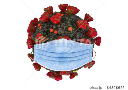 Virus with medical mask. Protection from coronavirus, concept. 3D rendering 84828625