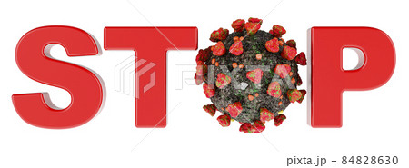 STOP inscription with virus. Stop virus concept. 3D rendering 84828630