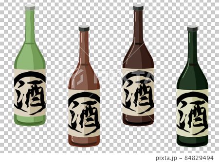 一升瓶 ラベル付きのイラスト素材