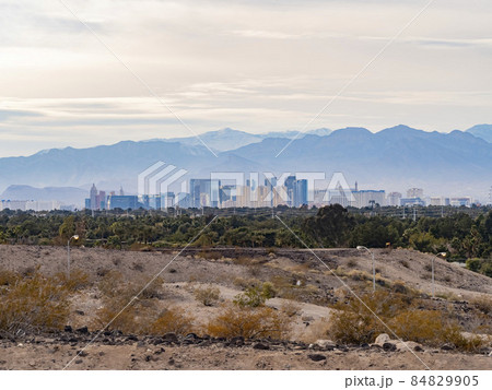 Afteroon overcast view of the Las Vegas strip skyline 84829905