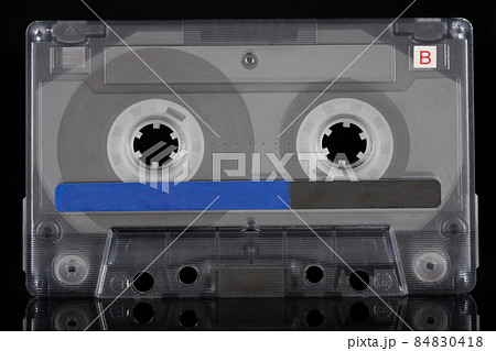 Retro vintage compact cassette B - side on black Retro vintage compact cassette B - side on black 84830418