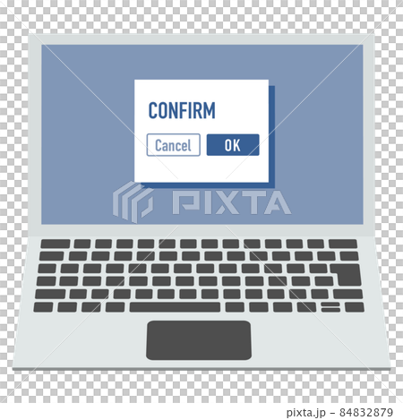 シンプルな確認画面を表示するノートパソコン アイソメトリック ベクターイラスト 正面向き 84832879