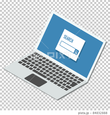 検索画面を表示するノートパソコン アイソメトリック ベクターイラスト 左向き 検索画面を表示するノートパソコン アイソメトリック ベクターイラスト 左向き 84832888