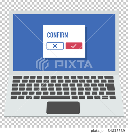 シンプルな確認画面を表示するノートパソコン アイソメトリック ベクターイラスト 正面向き シンプルな確認画面を表示するノートパソコン アイソメトリック ベクターイラスト 正面向き 84832889
