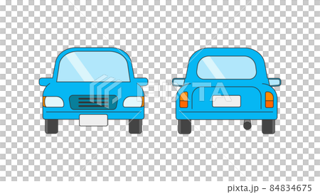 セダンタイプの車のイラスト 前面と後面 セダンタイプの車のイラスト 前面と後面 84834675