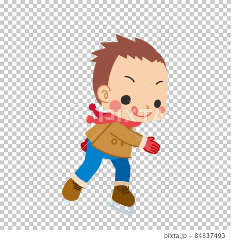 アイススケートを楽しんでいる可愛い小さな男の子のイラスト 白背景 クリップアート アイススケートを楽しんでいる可愛い小さな男の子のイラスト 白背景 クリップアート 84837493