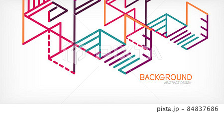 Abstract background. Color lines on white background. Linear abstract composition. Techno or business concept for wallpaper, banner, background, landing page 84837686