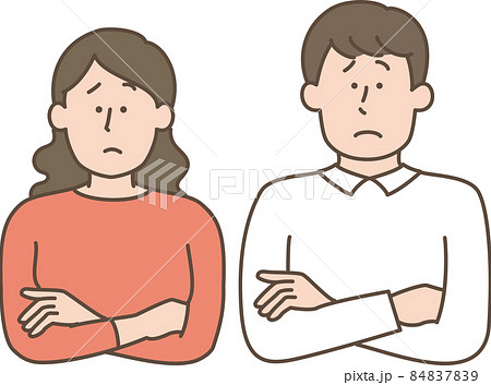 悩むカップル シンプルかわいいイラストのイラスト素材 8479