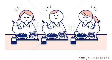 給食を食べる子供のイラスト 給食を食べる子供のイラスト 84838121
