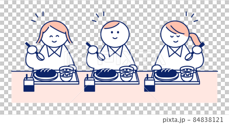 一個孩子吃午飯的插圖 一個孩子吃午飯的插圖 84838121