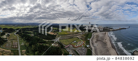 南相馬市の北泉海浜公園シーサイドパークの空撮 84838692