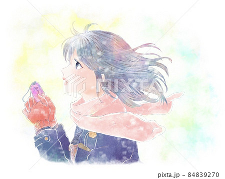 お守りを持って祈る女子学生/明るい背景 84839270