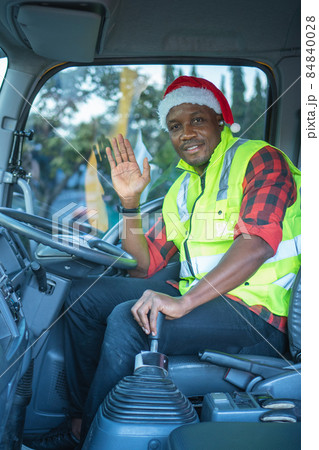 happy Smile Confidence Young Man Truck Driver In Business Long transport. 84840028