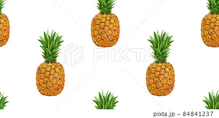 Pineapple seamless pattern. Sweet tropical fruit background 84841237