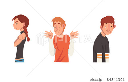Man and Woman Having Different Facial Expression and Feeling Vector Set Man and Woman Having Different Facial Expression and Feeling Vector Set 84841301