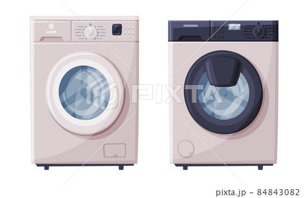 Washing Machine as Home or Household Electric Appliance Vector Set Washing Machine as Home or Household Electric Appliance Vector Set 84843082