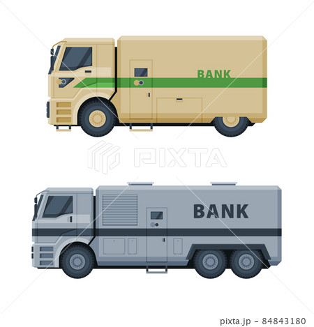Bank or Cash-in-transit Vehicle Transfering and Transporting Valuables Vector Set Bank or Cash-in-transit Vehicle Transfering and Transporting Valuables Vector Set 84843180
