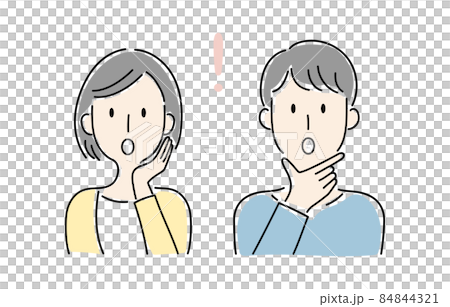 手繪風格,男性和女性的驚訝矢量插圖 手繪風格,男性和女性的驚訝矢量插圖 84844321