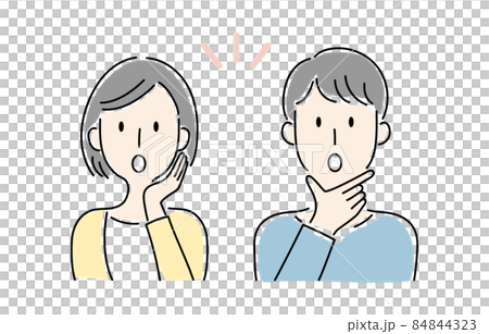 Hand-drawn style, surprised vector illustrations of men and women Hand-drawn style, surprised vector illustrations of men and women 84844323