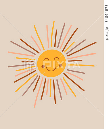 Vector illustration sun boho style.Cute hand drawn boho sun. Boho-style childrens room decoration. 84844673