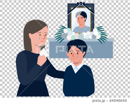 Vector illustration of a bereaved family... - Stock Illustration ...