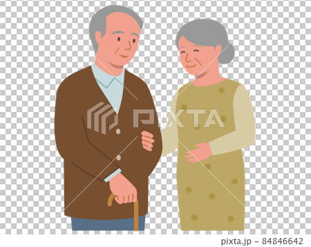 Vector illustration of an elderly couple with their arms crossed Vector illustration of an elderly couple with their arms crossed 84846642
