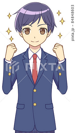 ガッツポーズをするブレザーの男の子のイラスト素材 ガッツポーズをするブレザーの男の子のイラスト素材