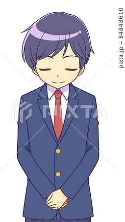お辞儀するブレザーの男の子のイラスト素材