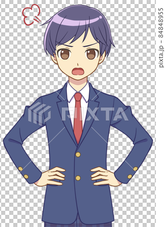 怒るブレザーの男の子のイラスト素材