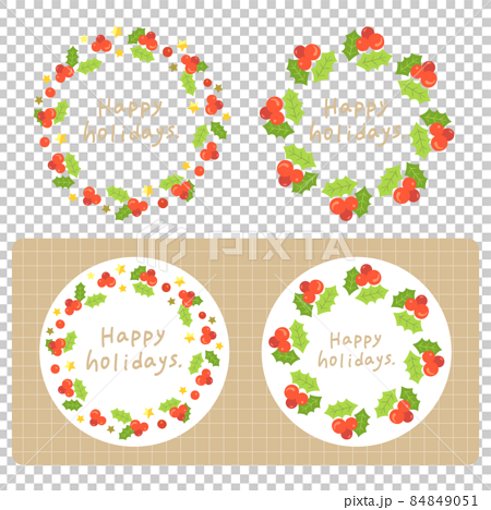 クリスマスのイラストシール素材（円形・サークル・シンプルなデザイン） 84849051