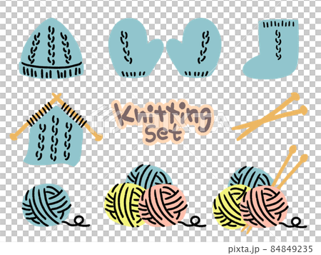Illustration material: Yarn ball / knitting set Illustration material: Yarn ball / knitting set 84849235