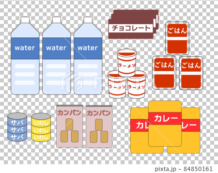 Preserved food disaster stockpile grocery illustration Preserved food disaster stockpile grocery illustration 84850161