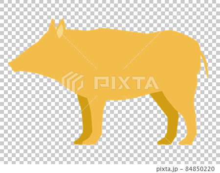 イノシシのシルエットイラストのイラスト素材