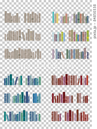 插圖素材：書架上擺放著 4 種不同柔和顏色的可愛書籍（僅限書籍） 84850338