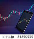 Title: mobile phone analysis stock chart for investment in stock market, finance business planning , Abstract science, technology background, Virtual digital currency and financial investment trade 84850535