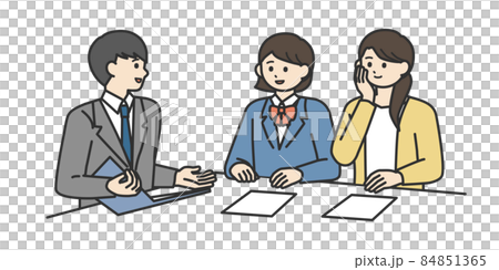 家長和孩子聽老師講故事的插畫素材 84851365