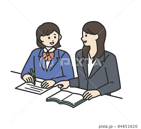 講師から勉強を教わる学生のイラスト素材のイラスト素材