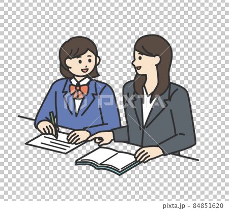 講師から勉強を教わる学生のイラスト素材 講師から勉強を教わる学生のイラスト素材 84851620