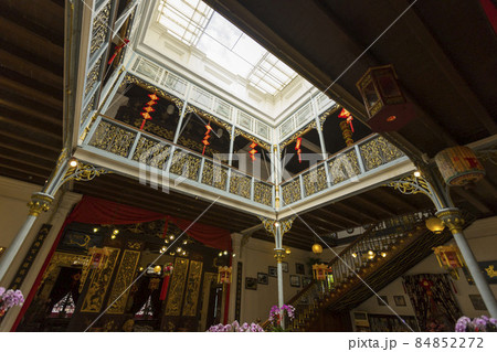 Penang, Malaysia - February 13,2019 : A traditional Nyonya inner courtyard at the Pinang Peranakan Mansion in Penang, Malaysia on February 13,2019. - Image 84852272