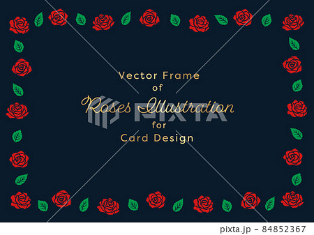 薔薇の花のデザインフレーム カードのテンプレート素材 薔薇の花のデザインフレーム カードのテンプレート素材 84852367
