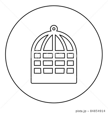 Cage for bird silhouette vintage captivity concept icon in circle round black color vector illustration image outline contour line thin style Cage for bird silhouette vintage captivity concept icon in circle round black color vector illustration image outline contour line thin style 84854914