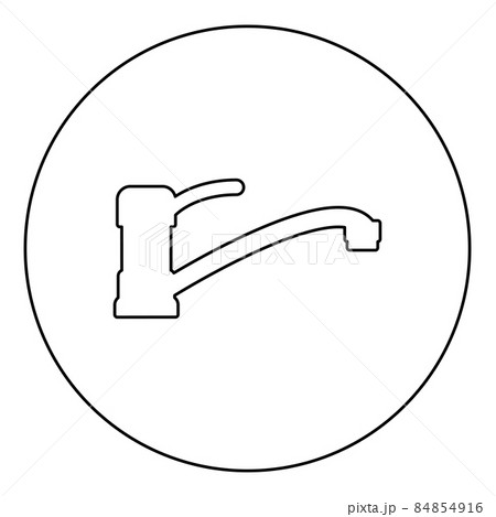 Water tap icon in circle round black color vector illustration image outline contour line thin style 84854916