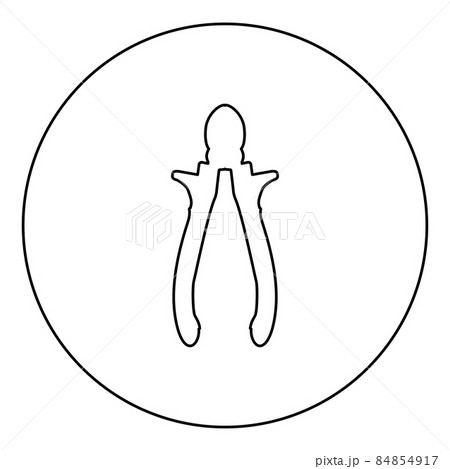 Cutting pliers side cutter hand tools for cutting wires icon in circle round black color vector illustration image outline contour line thin style 84854917