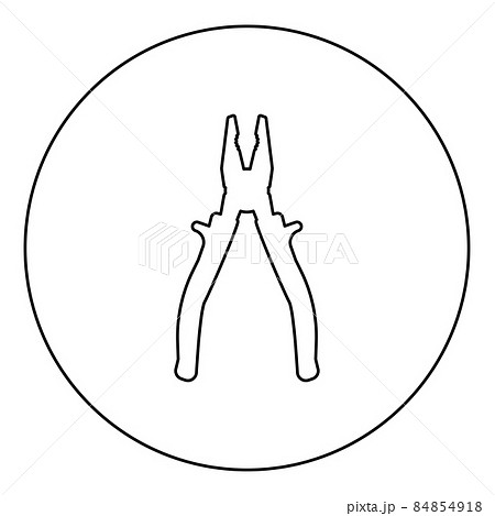 Pliers tool icon in circle round black color vector illustration image outline contour line thin style 84854918