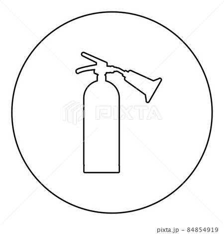 Fire extinguisher icon in circle round black color vector illustration image outline contour line thin style 84854919
