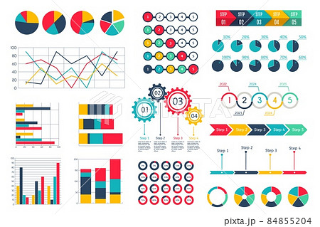 Infographic elements. Diagram progress bar. Flat vector process timeline set. 84855204