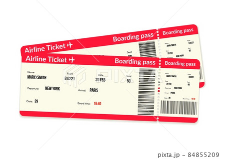 Airpline ticket. Airline fly boarding pass. Vector airport document Airpline ticket. Airline fly boarding pass. Vector airport document 84855209