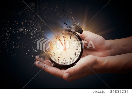 Concept of passing away, the clock breaks down into pieces Concept of passing away, the clock breaks down into pieces 84855252