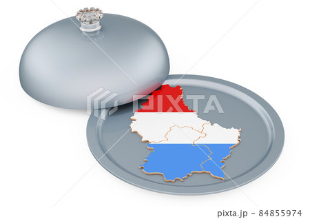 Restaurant cloche with Luxembourgish map. 3D rendering 84855974